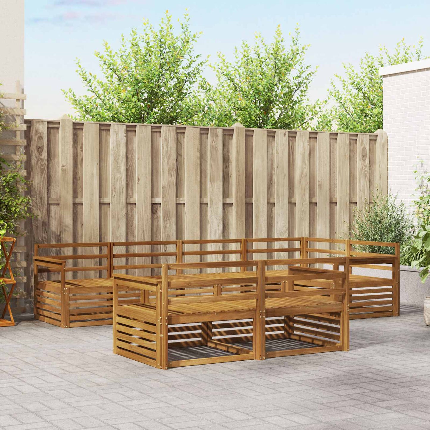 Set di divani da esterno 7 pcs Naturale