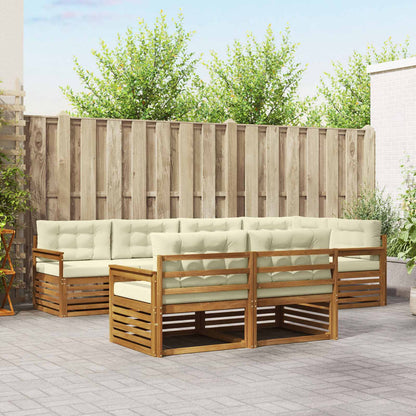 Set di divani da esterno con cuscino 7 pcs Naturale e Crema