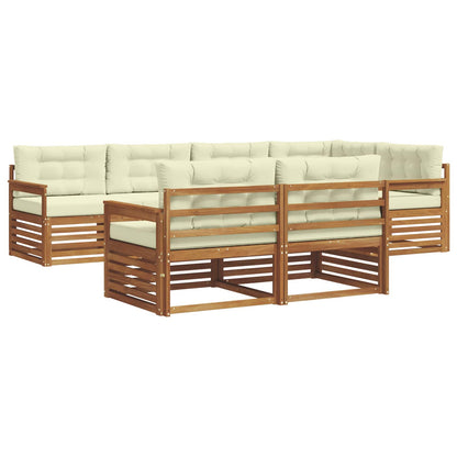 Set di divani da esterno con cuscino 7 pcs Naturale e Crema