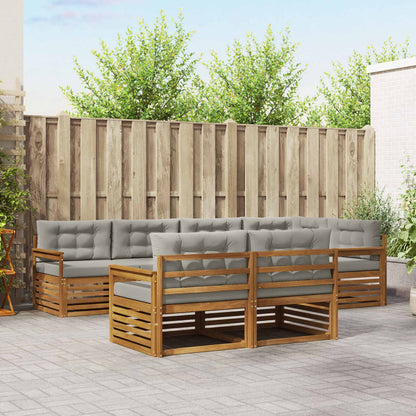 Set di divani da esterno 7 pcs Grigio Naturale e Chiaro