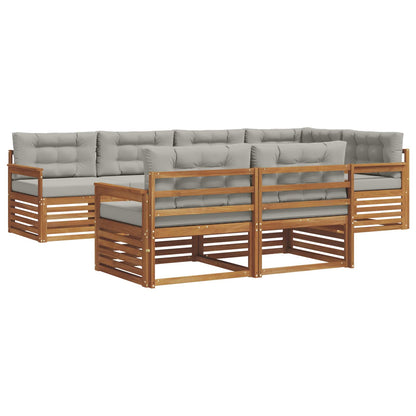Set di divani da esterno 7 pcs Grigio Naturale e Chiaro | homemem39