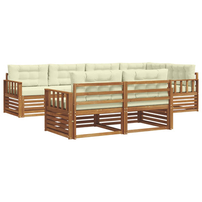 Set di divani da esterno con cuscino 7 pcs Naturale e Crema | homemem39