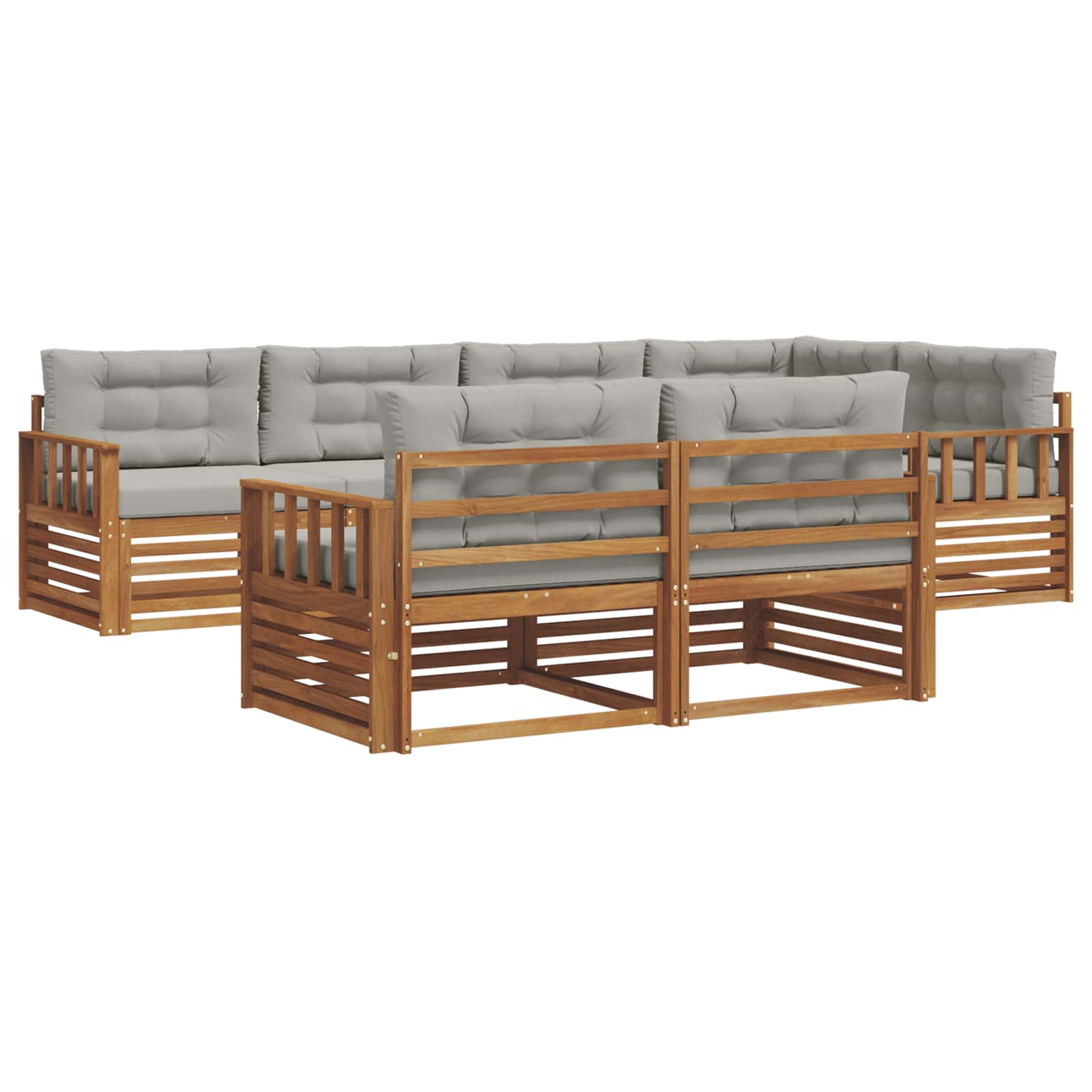 Set di divani da esterno 7 pcs Grigio Naturale e Chiaro | homemem39