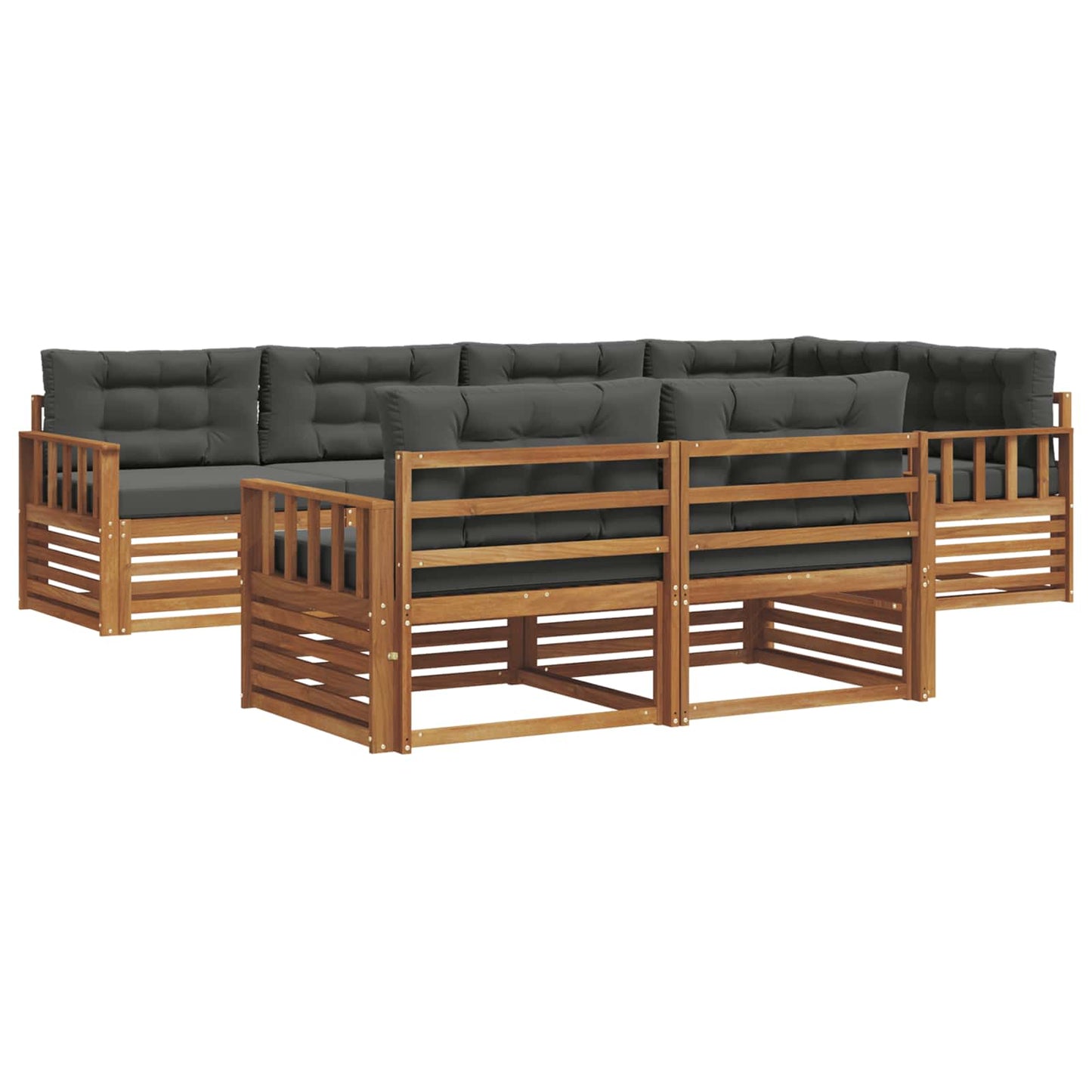 Set di divani da esterno con cuscino 7 pcs Naturale e Antracite | homemem39