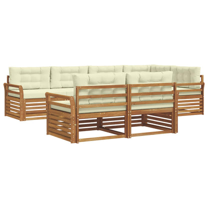 Set di divani da esterno con cuscino 7 pcs Naturale e Crema | homemem39