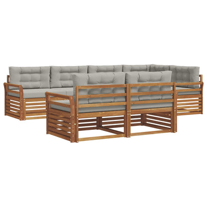 Set di divani da esterno 7 pcs Grigio Naturale e Chiaro | homemem39