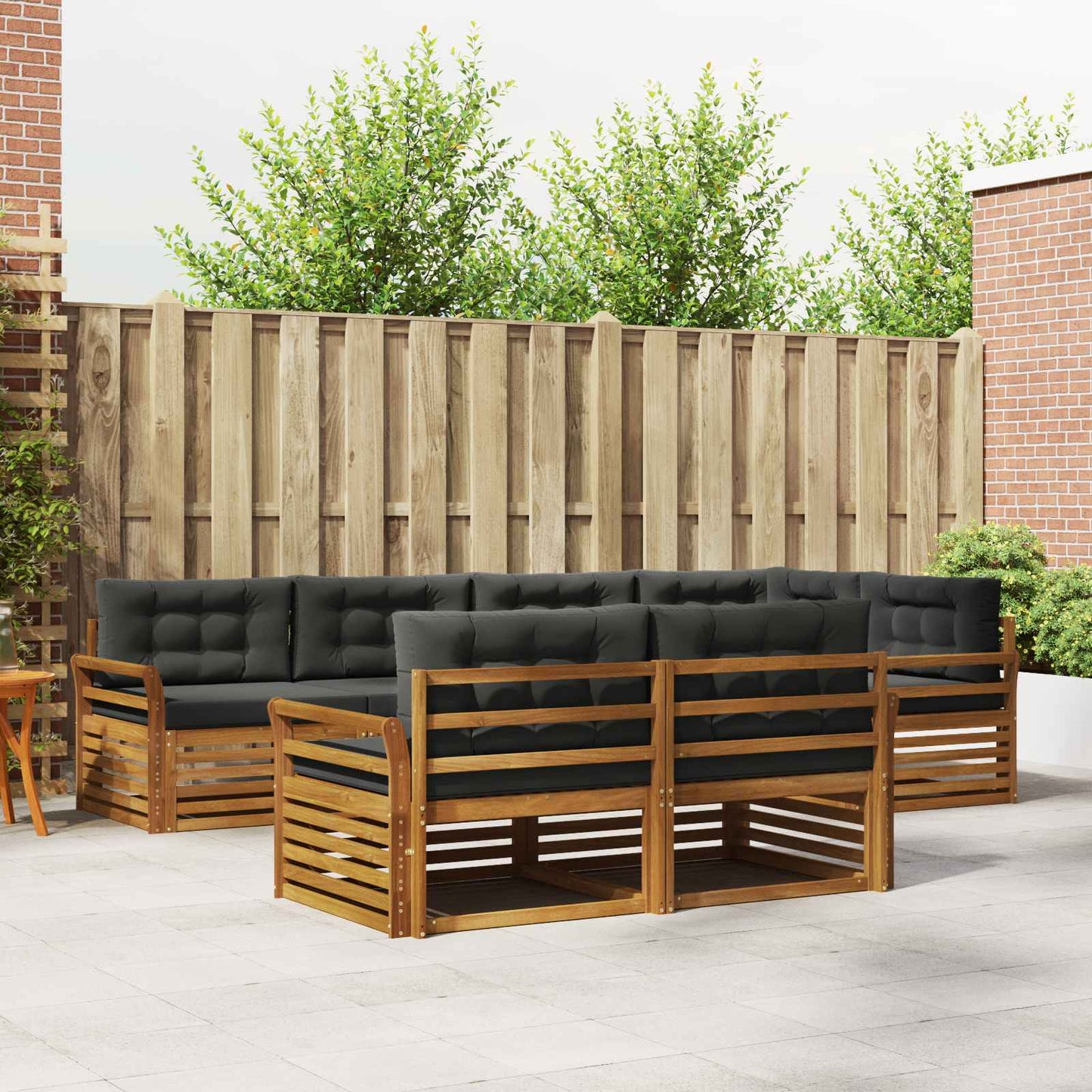 Set di divani da esterno con cuscino 7 pcs Naturale e Antracite | homemem39