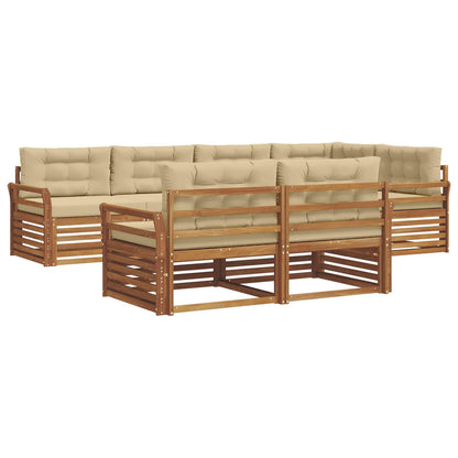 Set di divani da esterno con cuscino 7 pcs Naturale e Beige | homemem39