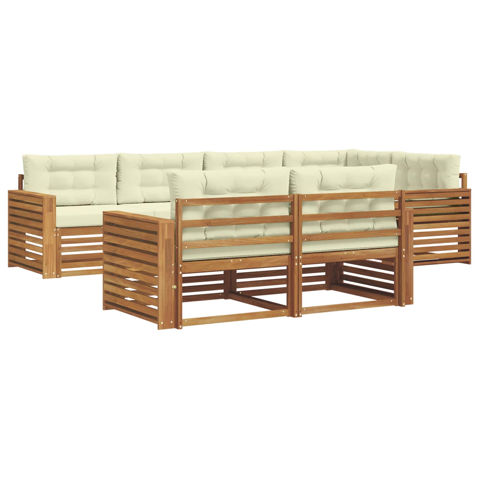 Set di divani da esterno con cuscino 7 pcs Naturale e Crema | homemem39