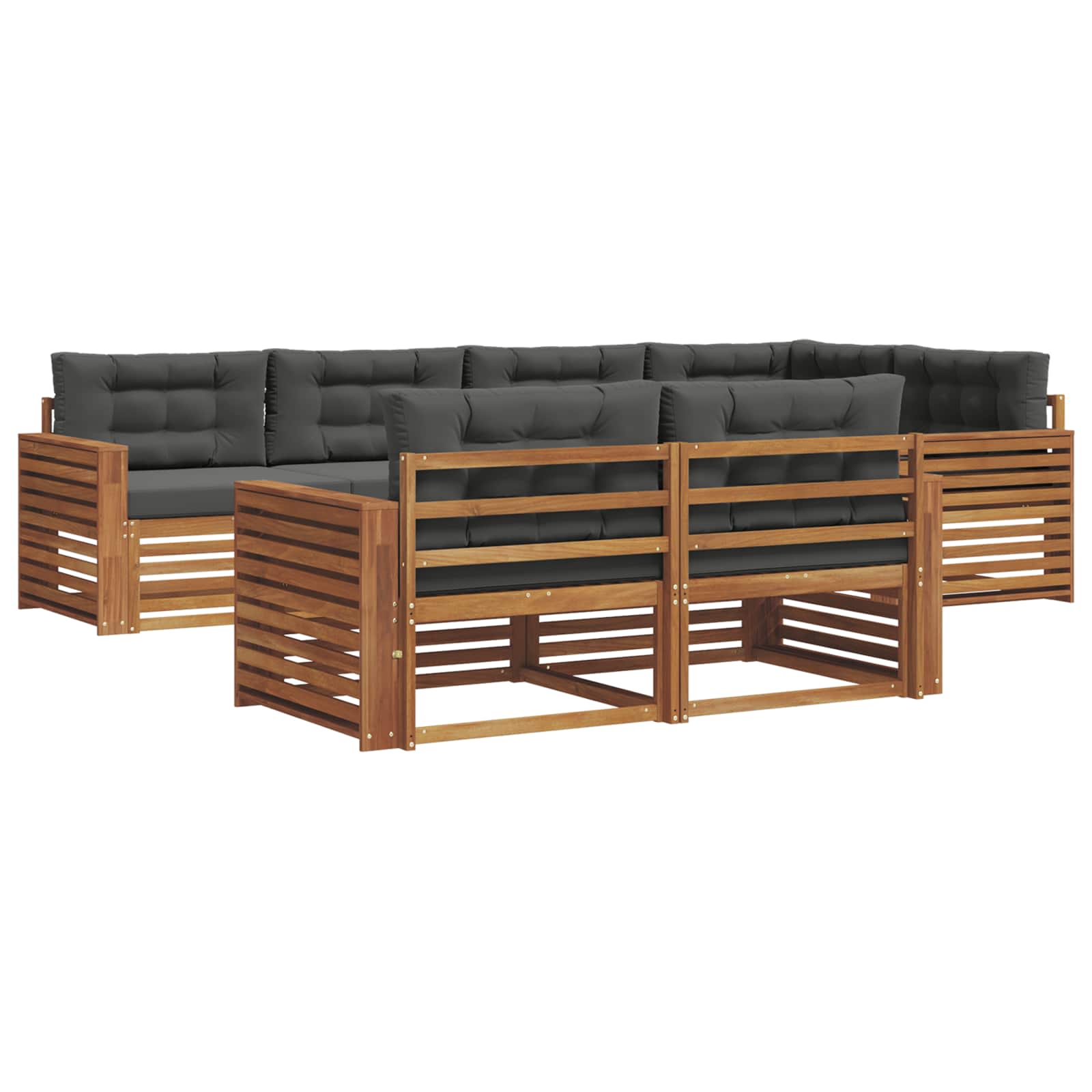 Set di divani da esterno con cuscino 7 pcs Naturale e Antracite | homemem39