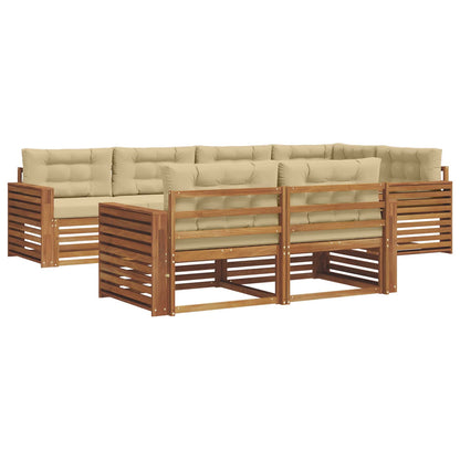 Set di divani da esterno con cuscino 7 pcs Naturale e Beige