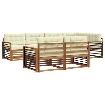Set di divani da esterno con cuscino 7 pcs Naturale e Crema | homemem39