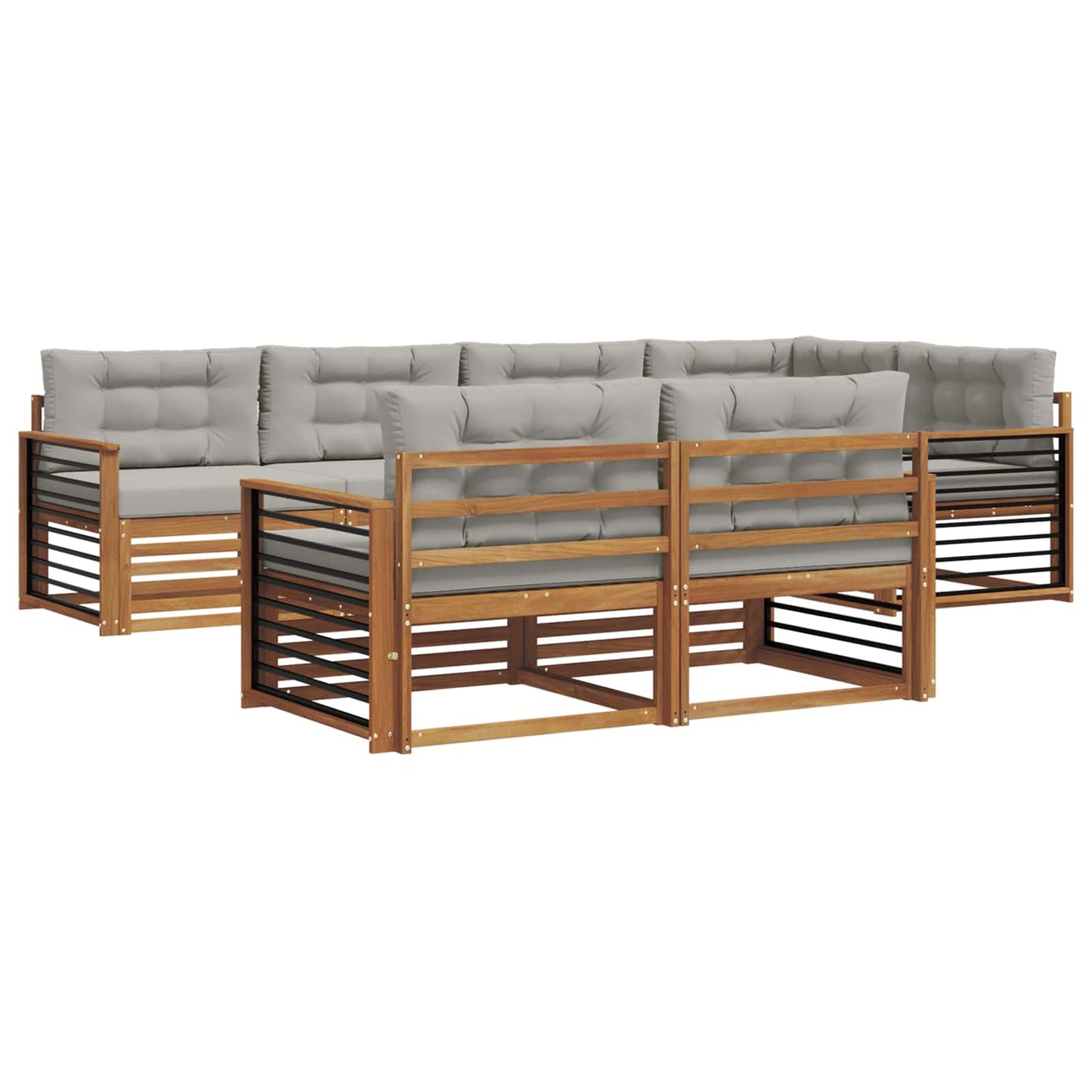 Set di divani da esterno 7 pcs Grigio Naturale e Chiaro