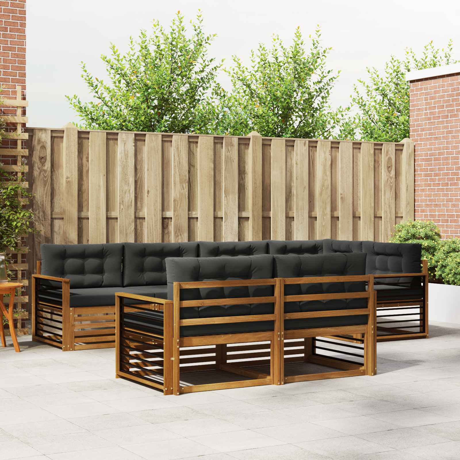 Set di divani da esterno con cuscino 7 pcs Naturale e Antracite | homemem39