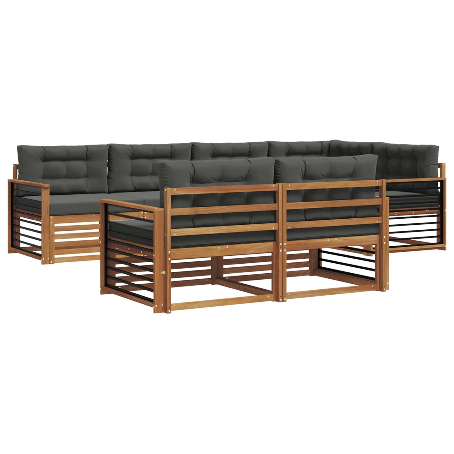 Set di divani da esterno con cuscino 7 pcs Naturale e Antracite | homemem39