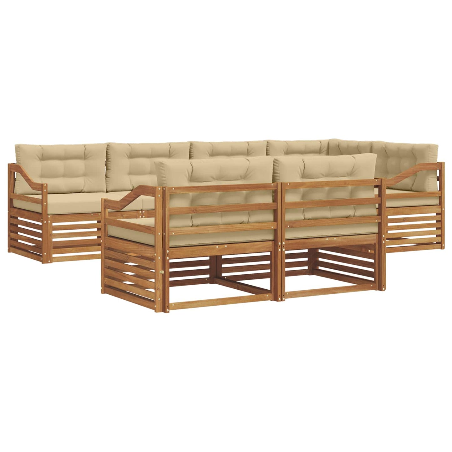 Set di divani da esterno con cuscino 7 pcs Naturale e Beige | homemem39