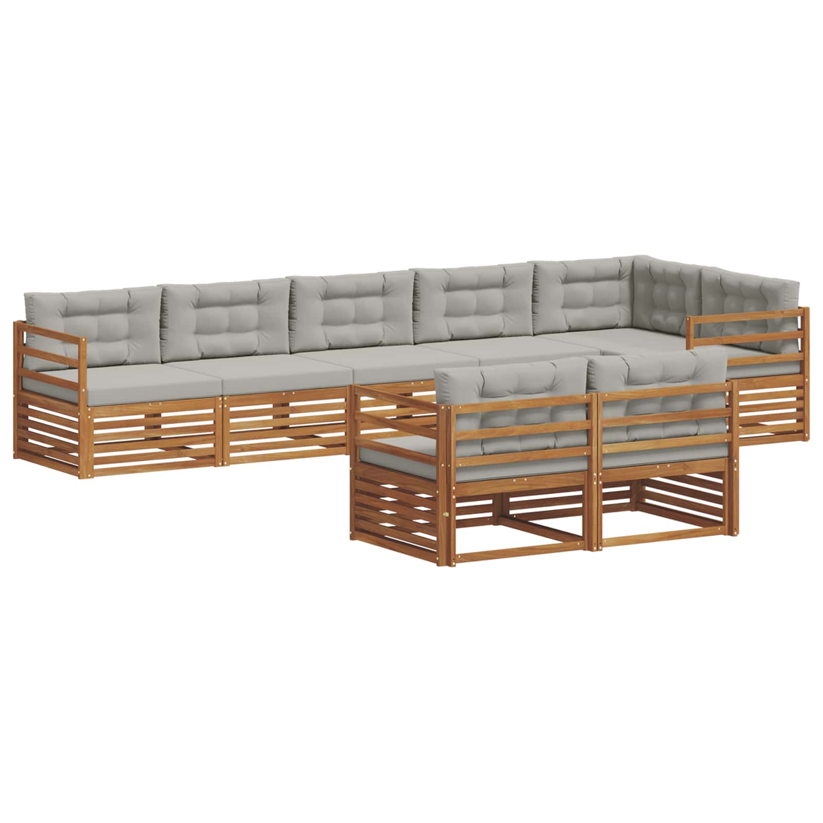 Set di divani da esterno 8 pcs Grigio Naturale e Chiaro | homemem39