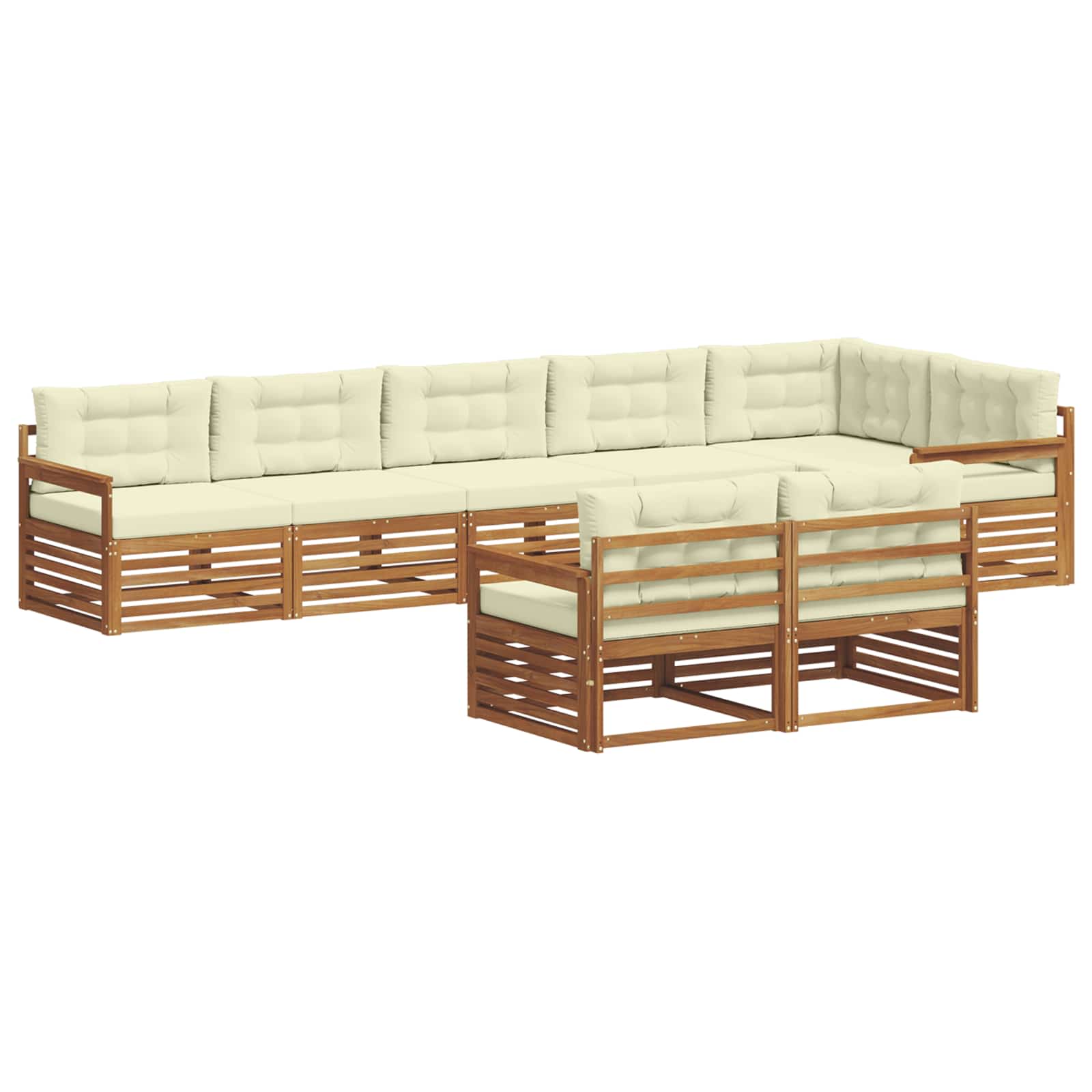 Set di divani da esterno con cuscino 8 pcs Naturale e Crema | homemem39