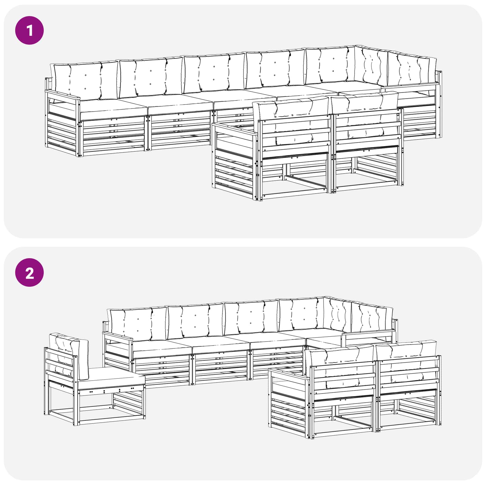 Set di divani da esterno 8 pcs Grigio Naturale e Chiaro | homemem39