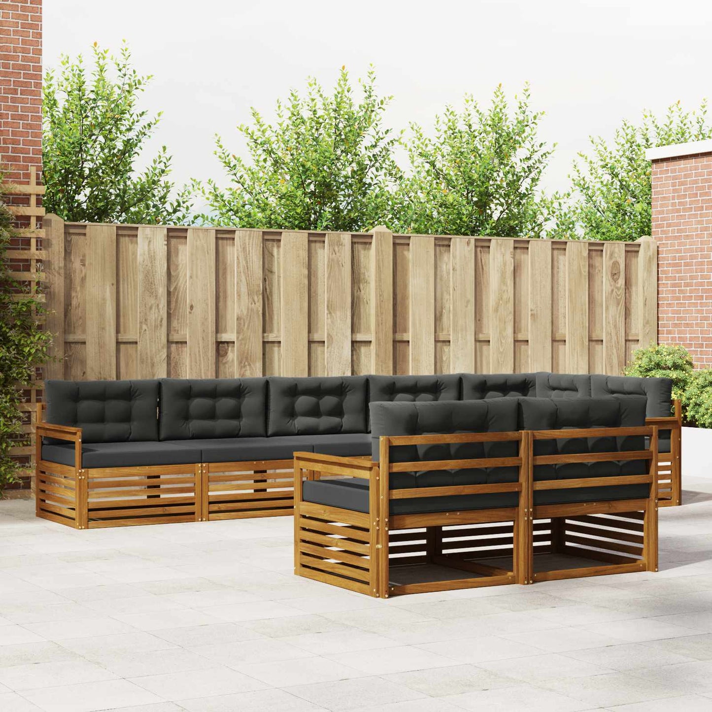 Set di divani da esterno con cuscino 8 pcs Naturale e Antracite