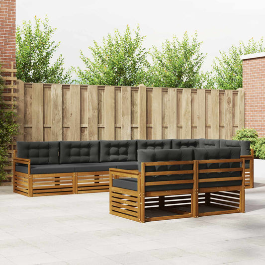 Set di divani da esterno con cuscino 8 pcs Naturale e Antracite