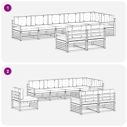 Set di divani da esterno con cuscino 8 pcs Naturale e Antracite | homemem39