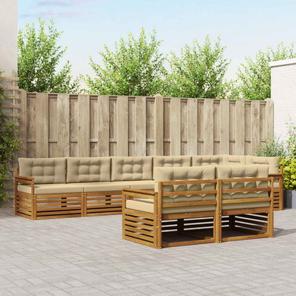 Set di divani da esterno con cuscino 8 pcs Naturale e Beige | homemem39