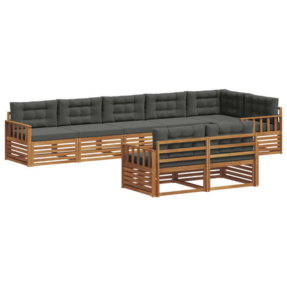 Set di divani da esterno con cuscino 8 pcs Naturale e Antracite | homemem39