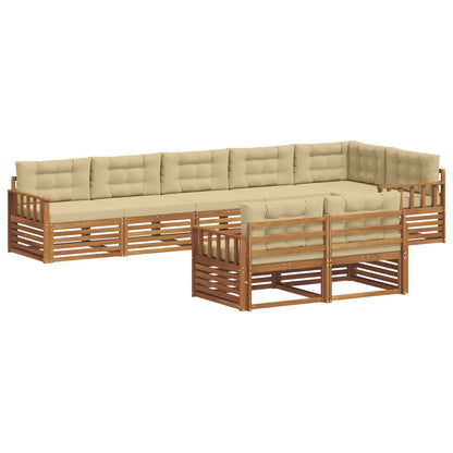 Set di divani da esterno con cuscino 8 pcs Naturale e Beige | homemem39