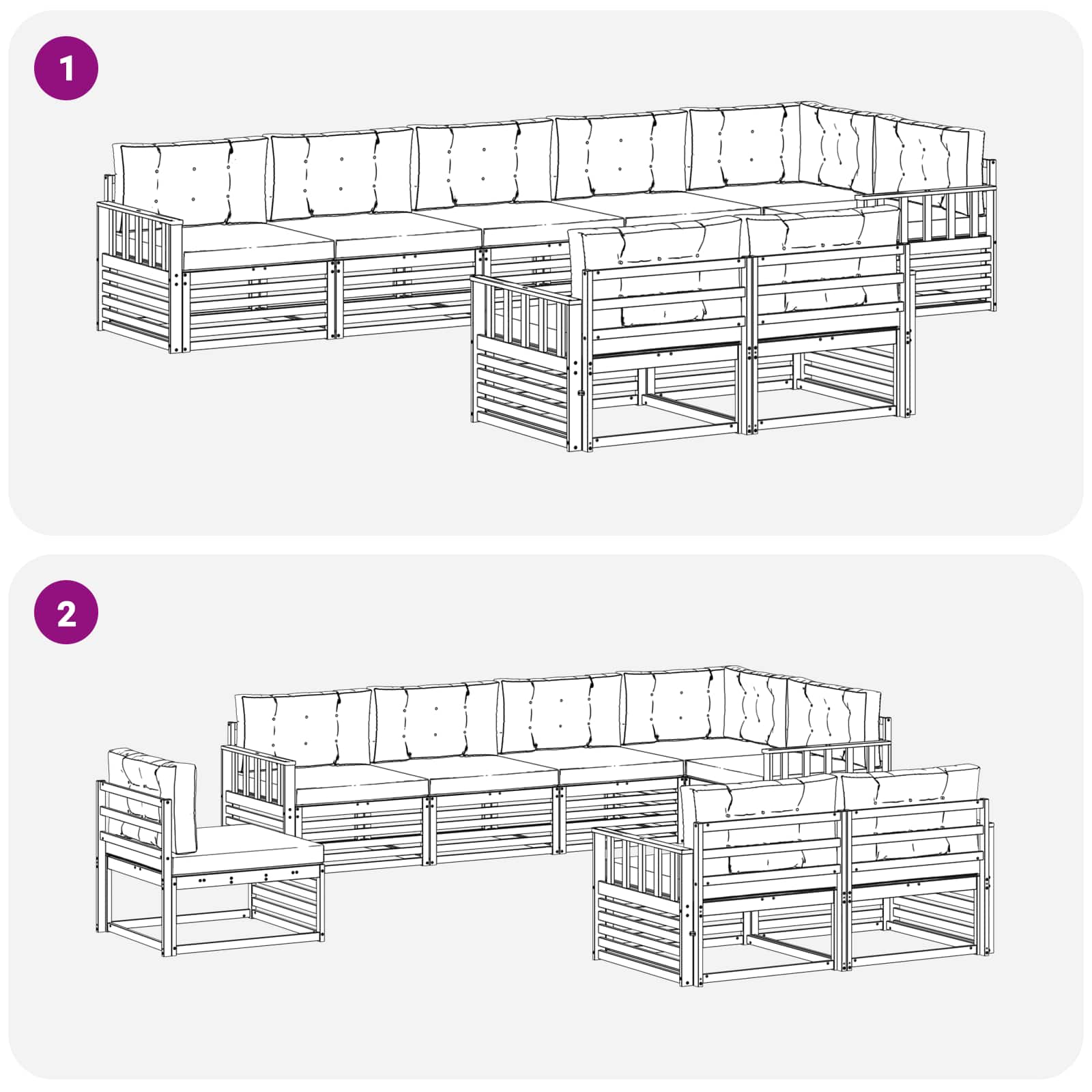 Set di divani da esterno con cuscino 8 pcs Naturale e Beige | homemem39