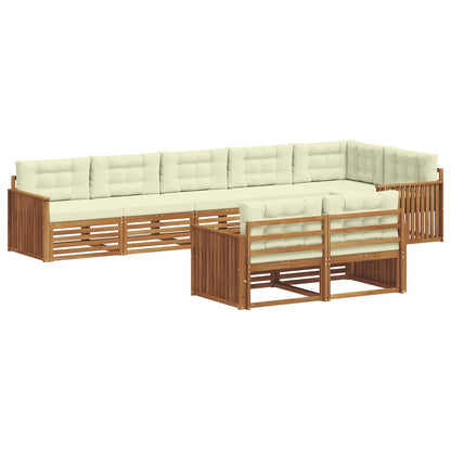Set di divani da esterno con cuscino 8 pcs Naturale e Crema | homemem39