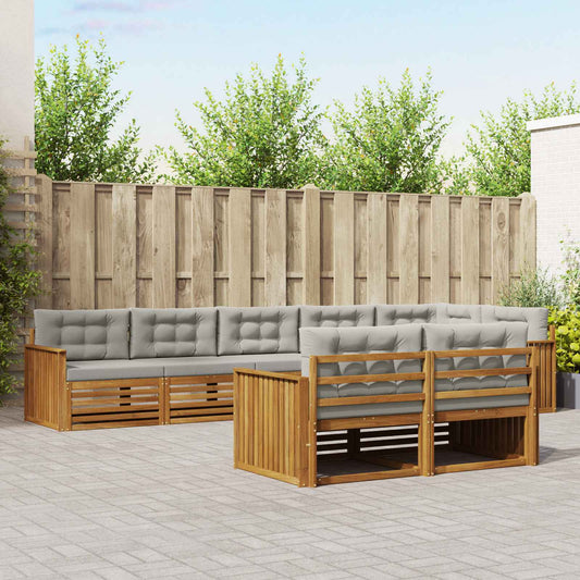Set di divani da esterno 8 pcs Grigio Naturale e Chiaro