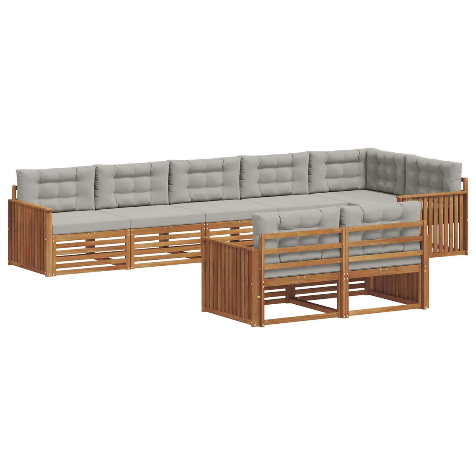 Set di divani da esterno 8 pcs Grigio Naturale e Chiaro | homemem39