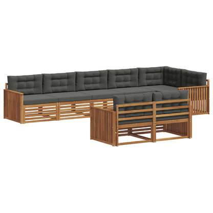 Set di divani da esterno con cuscino 8 pcs Naturale e Antracite