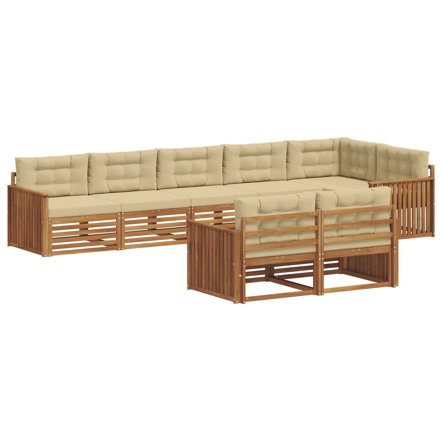 Set di divani da esterno con cuscino 8 pcs Naturale e Beige
