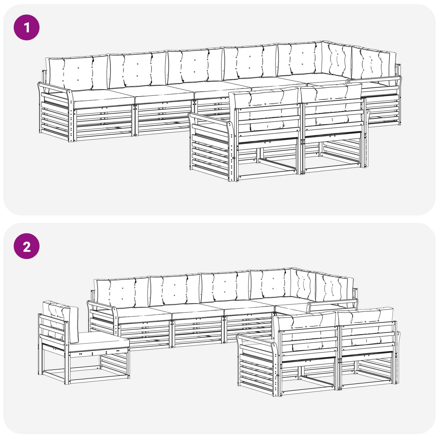 Set di divani da esterno 8 pcs Grigio Naturale e Chiaro | homemem39