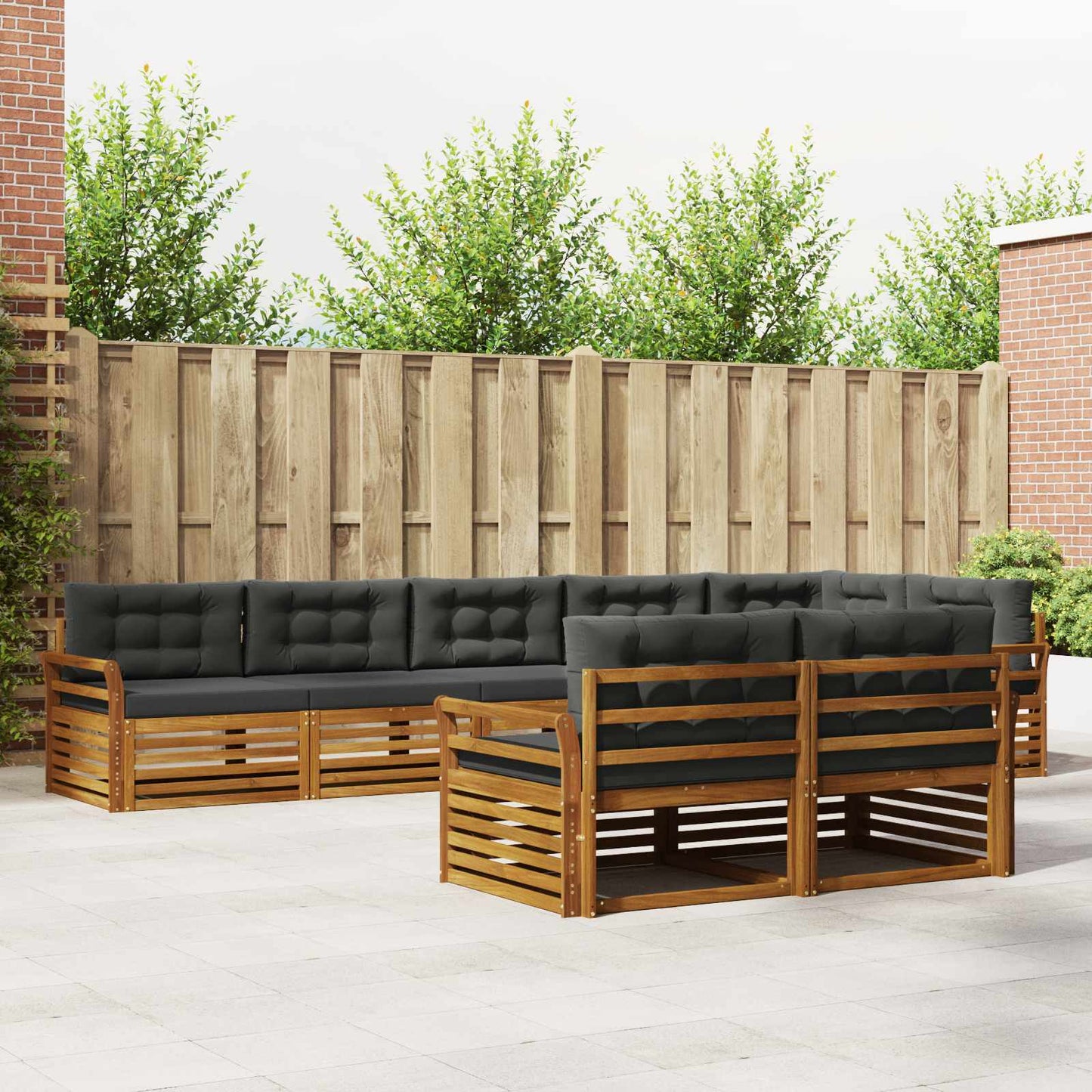 Set di divani da esterno con cuscino 8 pcs Naturale e Antracite