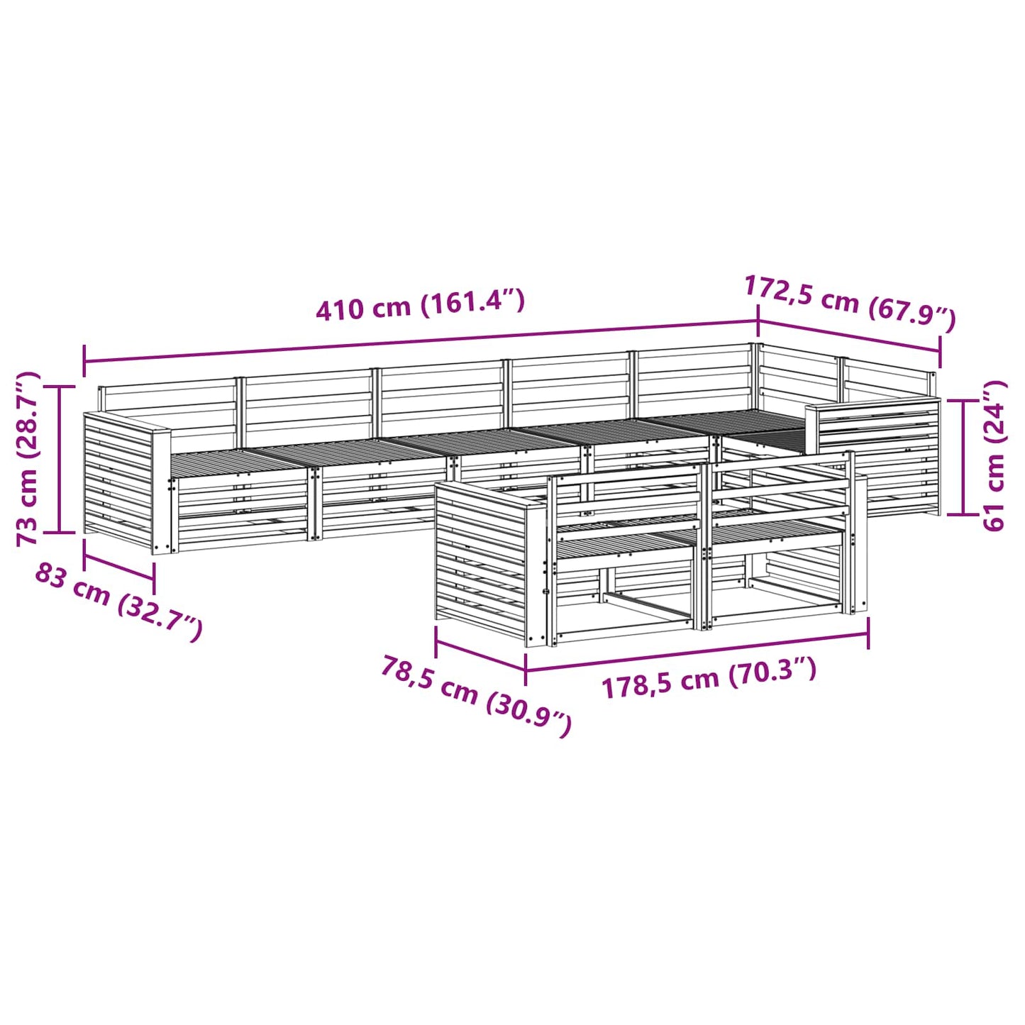 Set di divani da esterno 8 pcs Naturale | homemem39