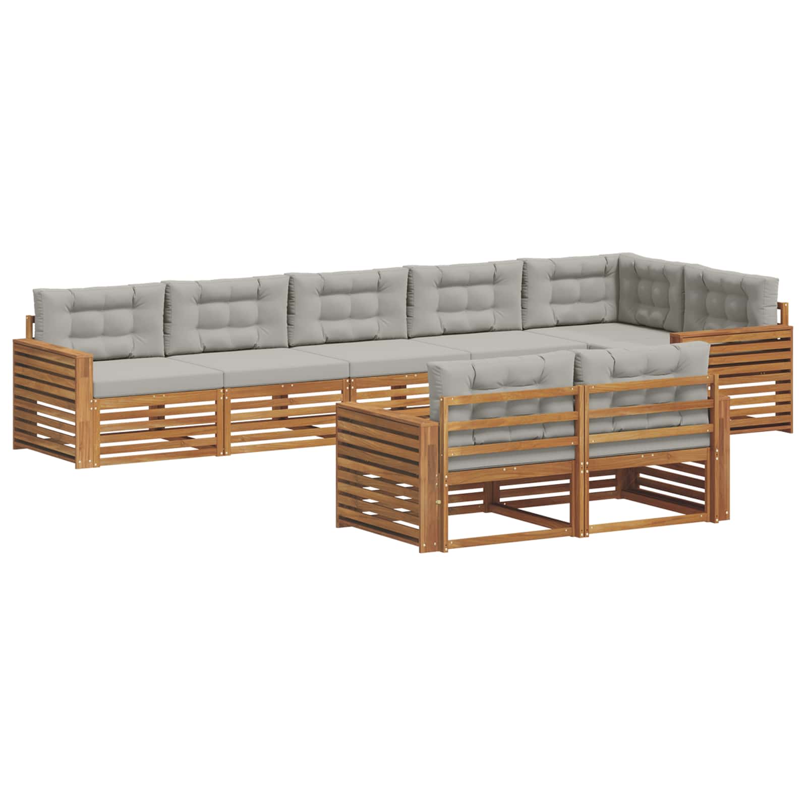 Set di divani da esterno 8 pcs Grigio Naturale e Chiaro | homemem39