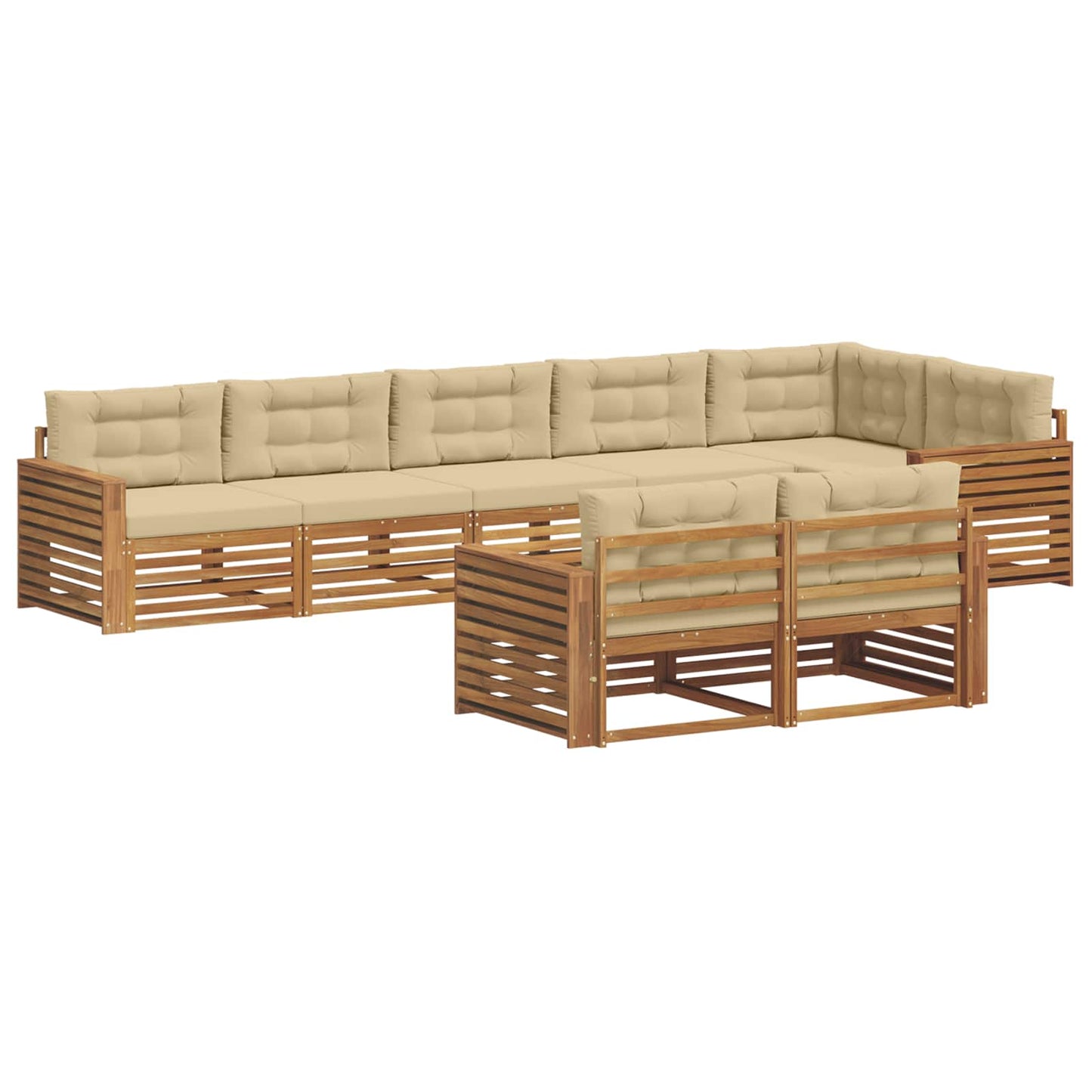 Set di divani da esterno con cuscino 8 pcs Naturale e Beige | homemem39