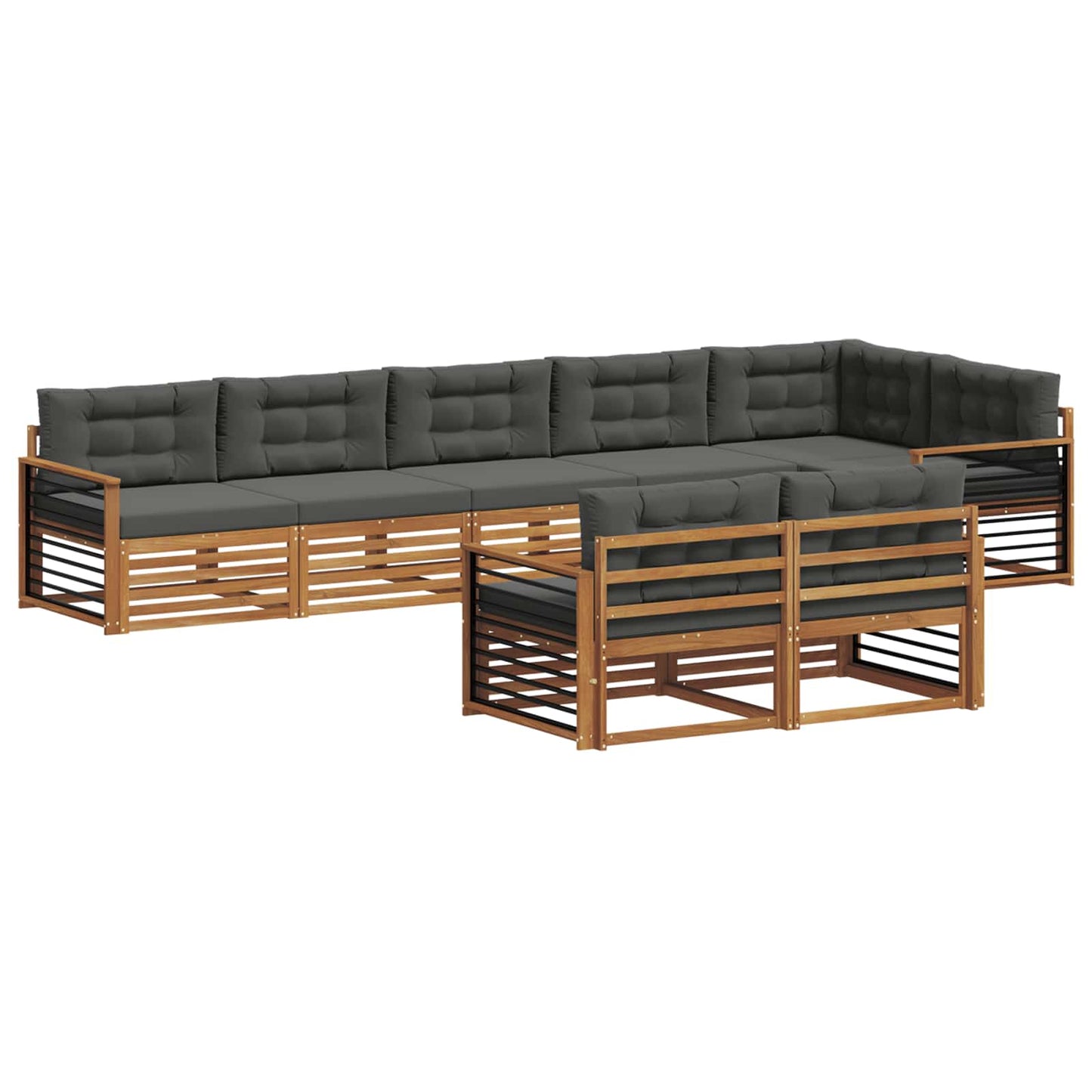 Set di divani da esterno con cuscino 8 pcs Naturale e Antracite | homemem39