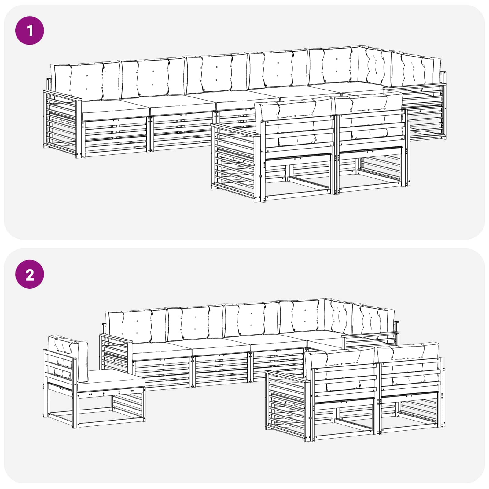 Set di divani da esterno con cuscino 8 pcs Naturale e Antracite | homemem39