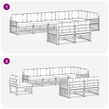 Set di divani da esterno con cuscino 8 pcs Naturale e Antracite | homemem39