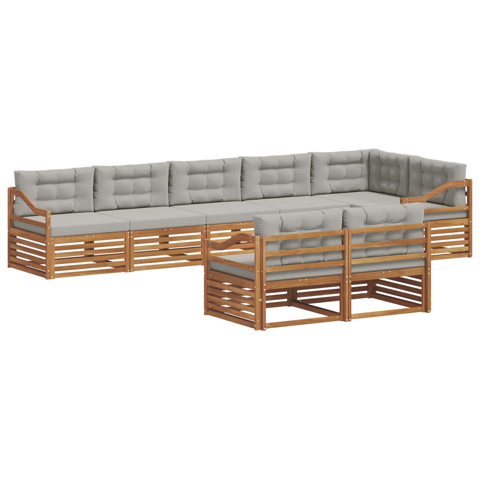 Set di divani da esterno 8 pcs Grigio Naturale e Chiaro | homemem39