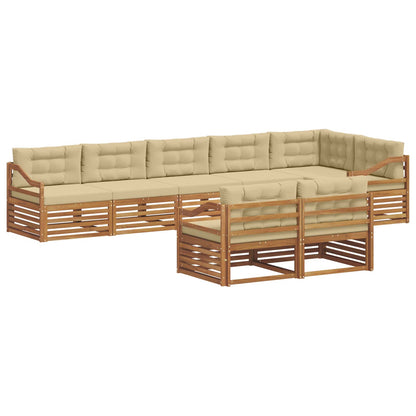 Set di divani da esterno con cuscino 8 pcs Naturale e Beige