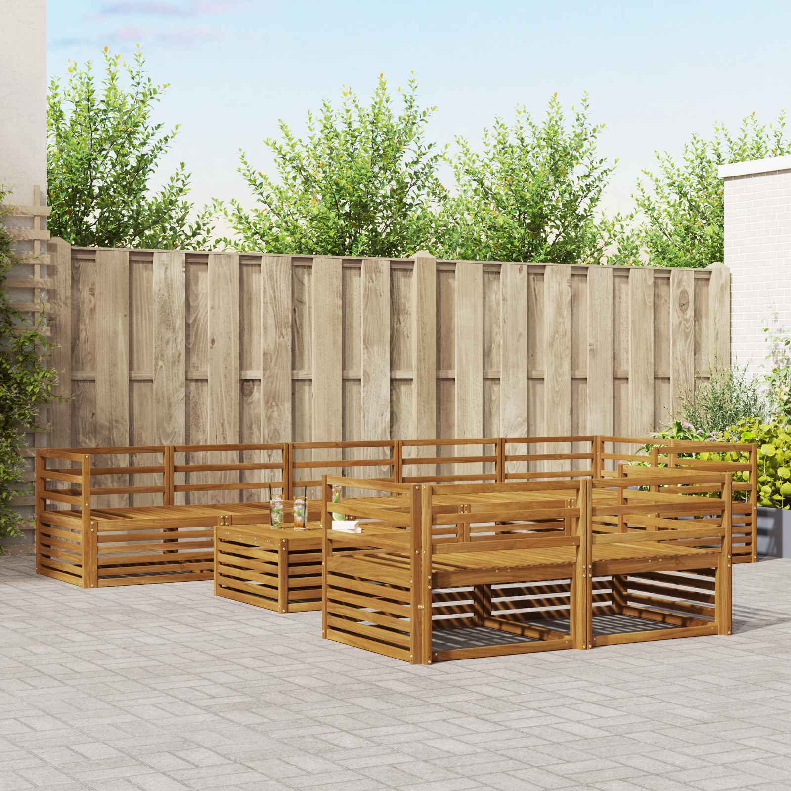 Set di divani da esterno 9 pcs Naturale | homemem39