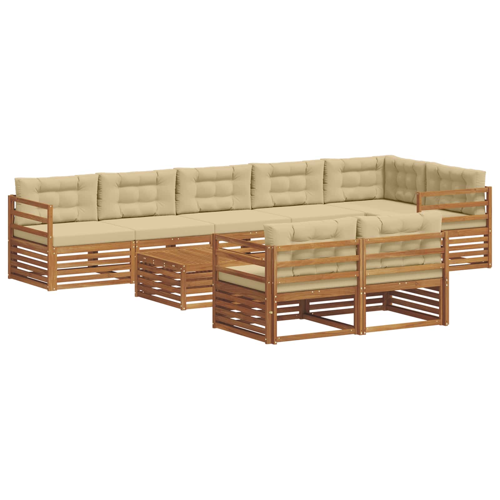 Set di divani da esterno con cuscino 9 pcs Naturale e Beige | homemem39
