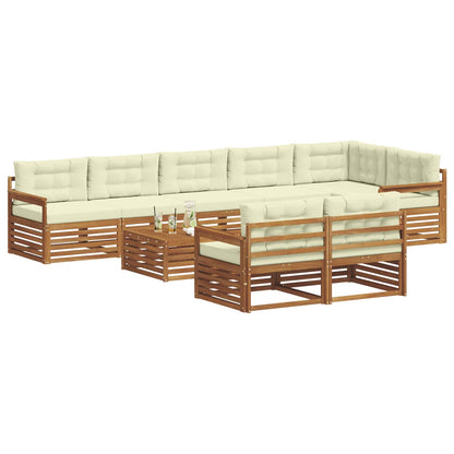 Set di divani da esterno con cuscino 9 pcs Naturale e Crema | homemem39