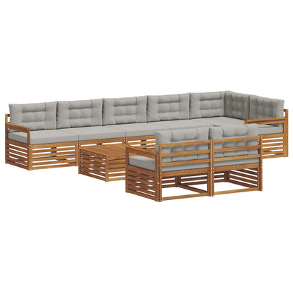 Set di divani da esterno 9 pcs Grigio Naturale e Chiaro | homemem39