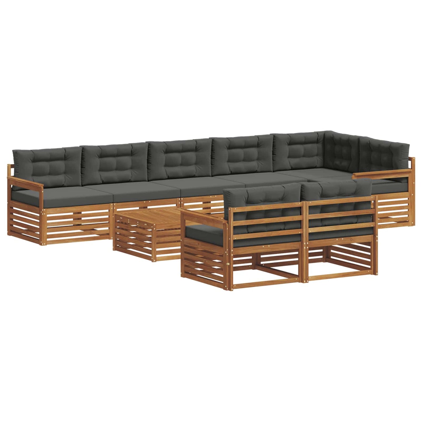 Set di divani da esterno con cuscino 9 pcs Naturale e Antracite | homemem39